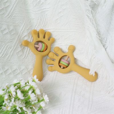 ODM Bebê Brinquedos de silicone Grupo etário Bebês Crianças Crianças Rattle Forma de mão