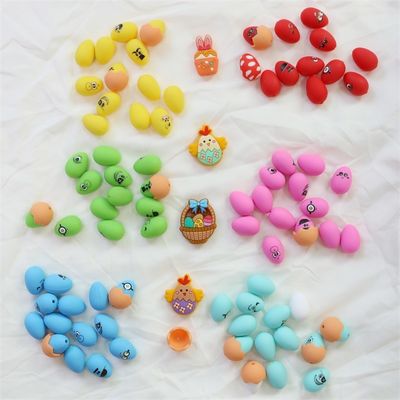 Perlas de silicone para dentição suaves seguras duráveis de Páscoa Perlas de silicone de ovos com buraco para a fabricação de caneta