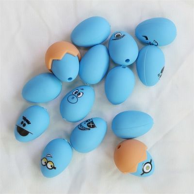 Perlas de silicone para dentição suaves seguras duráveis de Páscoa Perlas de silicone de ovos com buraco para a fabricação de caneta