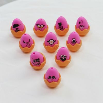 Focos de Páscoa personalizados de silicone todas as contas não-tóxicos de silicone impressos de ovos de Páscoa contas para a fabricação de chaveiros