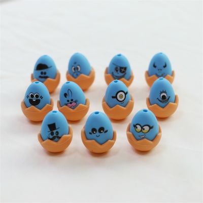 Focos de Páscoa personalizados de silicone todas as contas não-tóxicos de silicone impressos de ovos de Páscoa contas para a fabricação de chaveiros