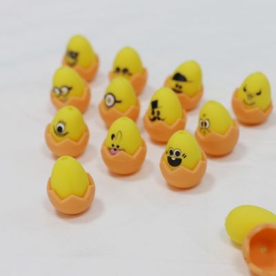 Focos de Páscoa personalizados de silicone todas as contas não-tóxicos de silicone impressos de ovos de Páscoa contas para a fabricação de chaveiros