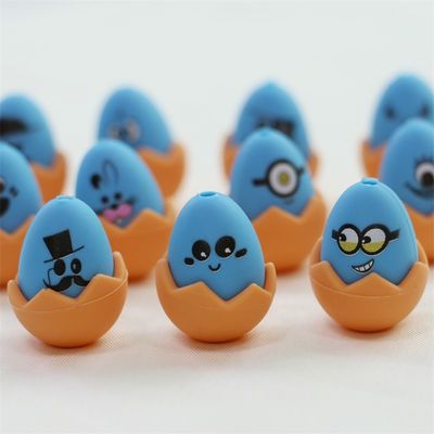 Focos de Páscoa personalizados de silicone todas as contas não-tóxicos de silicone impressos de ovos de Páscoa contas para a fabricação de chaveiros