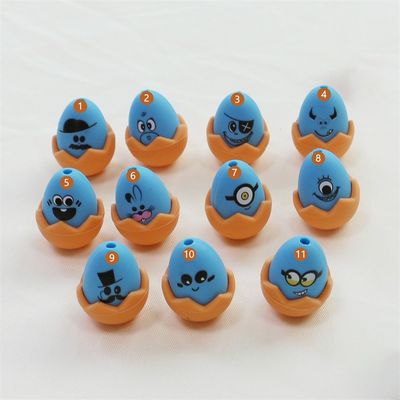 Focos de Páscoa personalizados de silicone todas as contas não-tóxicos de silicone impressos de ovos de Páscoa contas para a fabricação de chaveiros