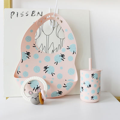Proteja suas roupas de bebê silicone bebê bib resistente a manchas animal padrão de impressão silicone bib