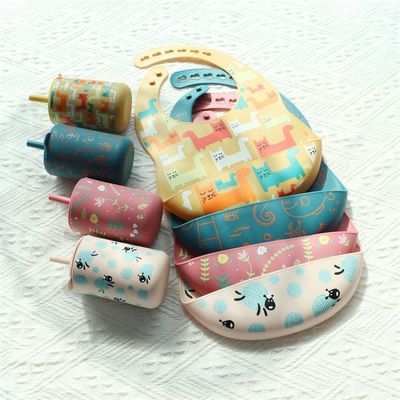 Copo de silicone com palha Para formação do bebê livre de BPA de qualidade alimentar Copo de silicone novo gato