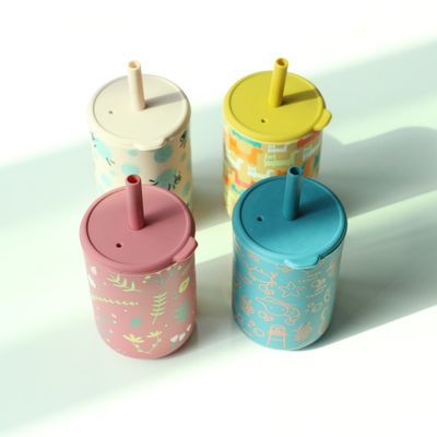 Copo de silicone com palha Para formação do bebê livre de BPA de qualidade alimentar Copo de silicone novo gato