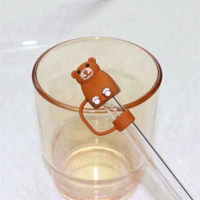 Capa de palha de silicone personalizado de 10 mm com desenho animado em 3D