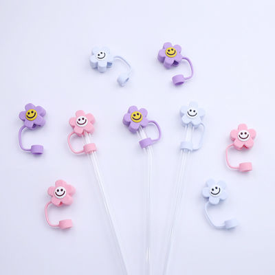 3D Flower Design Silicone Straw Cap 100% Bpa Free Não Toxic Safe Silicone Toppers Para Cup Straws