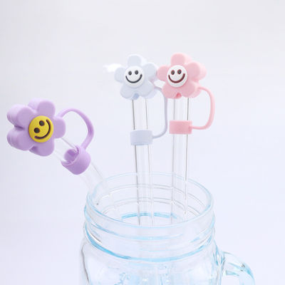 3D Flower Design Silicone Straw Cap 100% Bpa Free Não Toxic Safe Silicone Toppers Para Cup Straws