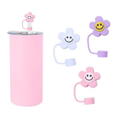Diferentes flores de silicone palha de palha chapéu de chapéu Toppers Covers para Tumbler Cup