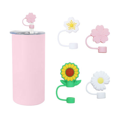 Diferentes flores de silicone palha de palha chapéu de chapéu Toppers Covers para Tumbler Cup