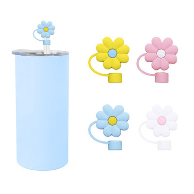 Diferentes flores de silicone palha de palha chapéu de chapéu Toppers Covers para Tumbler Cup