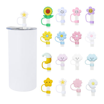 Diferentes flores de silicone palha de palha chapéu de chapéu Toppers Covers para Tumbler Cup