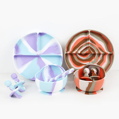Multi-Color Silicone Servidores de Mesa Conjunto Prato Para Bebê Pequeno Cenoura Conjunto Crianças Conjunto de Alimentos de silicone