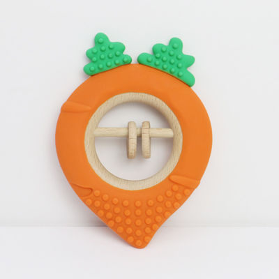 Fábrica de cenouras Bebê Bpa Grátis Grátis Brinquedos de silicone para crianças Bpa Grátis Teether de forma de bebê Tamanho perfeito para mão pequena