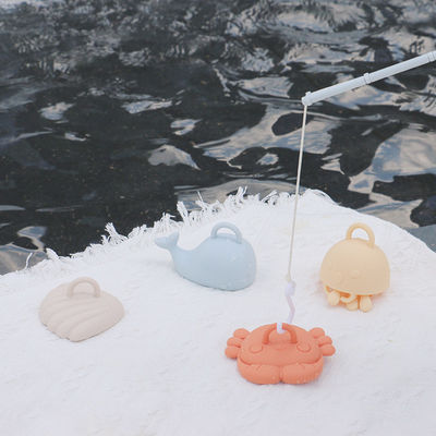 NOVO desenhos animados de animais de vida marinha crianças silicone Banho brinquedos Conjunto para crianças 100% de qualidade alimentar kits de brinquedos de pesca de silicone
