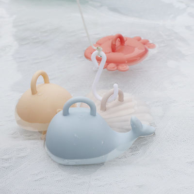 NOVO desenhos animados de animais de vida marinha crianças silicone Banho brinquedos Conjunto para crianças 100% de qualidade alimentar kits de brinquedos de pesca de silicone