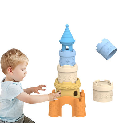 Fábrica BSCI custom silicone empilhamento brinquedos bebê educacional crianças construção torre empilhador brinquedos de silicone