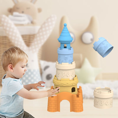 Fábrica BSCI custom silicone empilhamento brinquedos bebê educacional crianças construção torre empilhador brinquedos de silicone