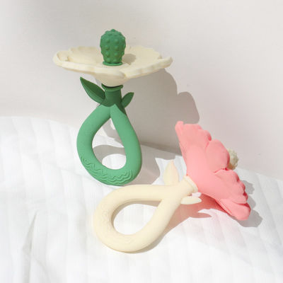 PAISEN Custom 6 meses Flora de planta forma Teether 100% Dentes de borracha natural Dentes de silicone mastigado Balançando brinquedo de bebê macio