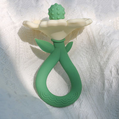 PAISEN Custom 6 meses Flora de planta forma Teether 100% Dentes de borracha natural Dentes de silicone mastigado Balançando brinquedo de bebê macio