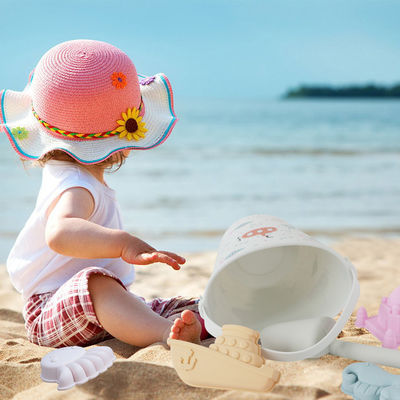 BSCI fábrica atacado personalizado EN71 testado impressão de transferência de calor silicone branco claro Kit de brinquedos para bebês brinquedos de praia de areia para crianças