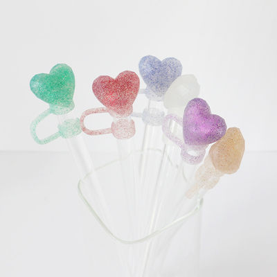 NOVA Chegada coração diamante desenhos de brilho Cobertura de palha Topper 3D 10mm Toppers de palha Chapéus para tumblers copos copos
