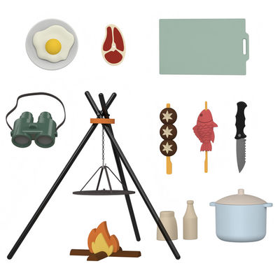Logotipo personalizado 19 PC Silicone Fingir Grill Grill Cozinha brinquedo Mini Chef Grill Role Playing Set Jovens Jogos de cozinha presente