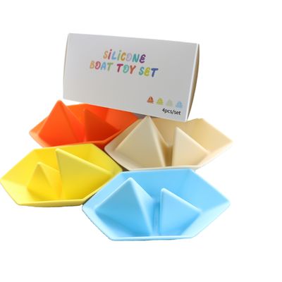 Novos brinquedos de banho de silicone seguros de BPA para barcos, fáceis de limpar, crianças, brinquedos de banho, meninos de banho de silicone educacional.