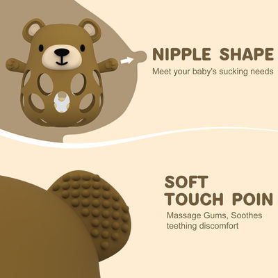 PAISEN Luva de dentição de urso Unisex Personalizado Livre de BPA Regalos para recém-nascidos Bonitos brinquedos de dentição em silicone em forma de animal Dentes de bebê macios