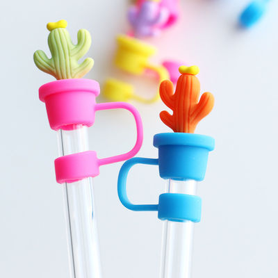 Cactus Palhinha tampões protetor bebendo acessórios e design prático reutilizável lindos silicone palhinha tampões dicas protetores