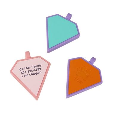 Venda a retalho MOQ baixo forma barata diferente muitas cores para opções silicone em branco etiqueta de cão nome ID etiqueta