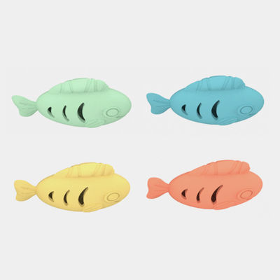 Gráfico de produtos alimentares de qualidade BPA grátis de silicone para cães de estimação de treinamento de peixe brinquedos de forma de lanche vazamento lento de silicone alimentador de peixe brinquedos