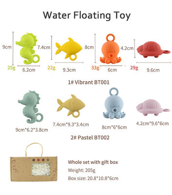 Custom Popular Silicone Animal Oceano Polvo Peixe Tartaruga Cavalo de Mar Crianças Bebê Banho Brinquedos Conjunto de Presente Spray de Água Squishy