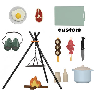 Logotipo personalizado 19-PC Silicone Mini Chef Barbecue Role Playing Kitchen Cook Toy Set Pretender Picnic Play Kitchen Toys Regalo Bebê Jogos