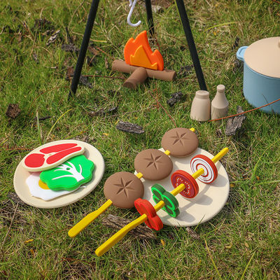 Logotipo personalizado 19-PC Silicone Mini Chef Barbecue Role Playing Kitchen Cook Toy Set Pretender Picnic Play Kitchen Toys Regalo Bebê Jogos