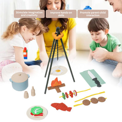 Logotipo personalizado 19-PC Silicone Mini Chef Barbecue Role Playing Kitchen Cook Toy Set Pretender Picnic Play Kitchen Toys Regalo Bebê Jogos