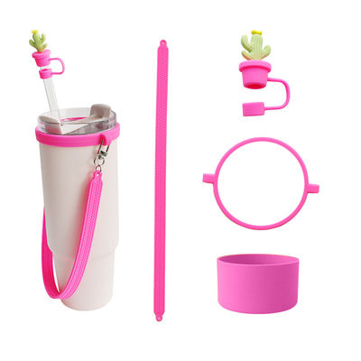 30oz 40oz Tumbler com alça Anti-gravagem Manga de Taça de Silicona e Anti-derrapante garrafa de água alça Faixa