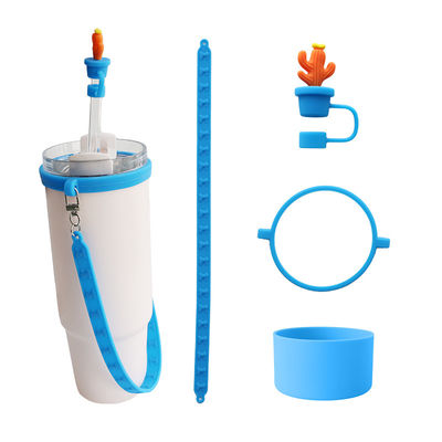 30oz 40oz Tumbler com alça Anti-gravagem Manga de Taça de Silicona e Anti-derrapante garrafa de água alça Faixa