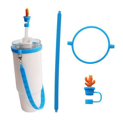 30oz 40oz Tumbler com alça Anti-gravagem Manga de Taça de Silicona e Anti-derrapante garrafa de água alça Faixa