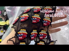 Grânulo focal do silicone feito sob encomenda das abóboras do crânio do Dia das Bruxas para keychains das penas de DIY